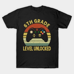 6th Grade Level Unlocked First Day of School Video Gamer T-Shirt